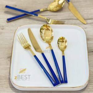 cutlery set stainless steel 18/10 24 pcs blue and gold