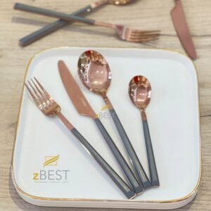 cutlery set stainless steel 18/10  24 pcs grey and rosegold