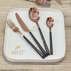cutlery set 24 pcs stainless steel 18/10  black and rosegold