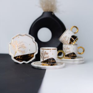 coffee cups black and white 12pcs