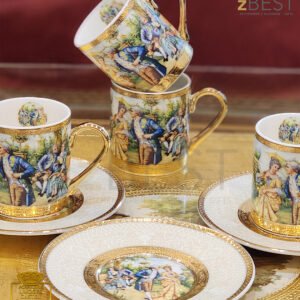 Coffee cups romeo and juliette 24k gold plates