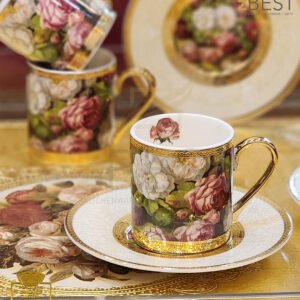 Coffe cups flowers 24k gold plated