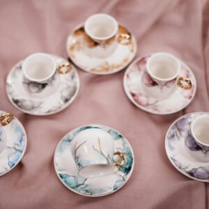 PORCELAIN 6 PCS COFFEE CUP COLORED