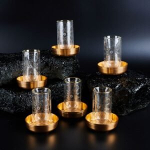 set of 6 glass cup and 6 saucer