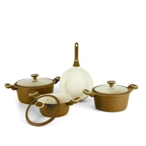 Nonstick Cookware Set 7 Pieces BEIGE-BROWN