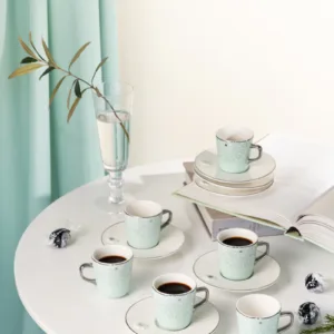 Turkish Coffee Set 12pcs From Asalah - Teal + Silver