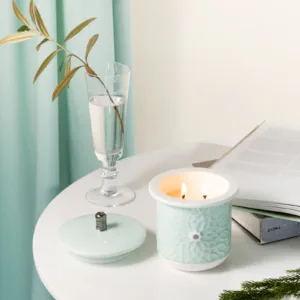 Large Scented Candle From Asalah - Teal + Silver