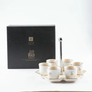 Arabic Coffee Set 12 pcs From Asalah - Creamy + Silver