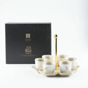 Arabic Coffee Set 12 pcs From Asalah - Beige + Gold