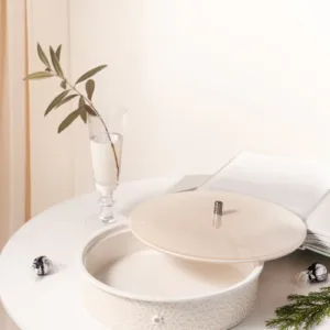 Large Date Bowl From Asalah - Creamy + Silver