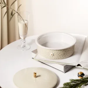 Medium Date Bowl From Asalah - Beige + Gold