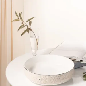 Porcelain Salad Bowl From Asalah - Creamy + Silver