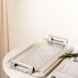Luxury Iron Serving Tray From Asalah - Creamy + Silver