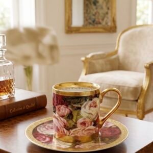 Limoges coffee cups flowers
