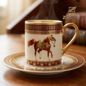 Limoges horse coffee cups