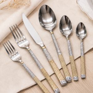 36-Piece 18/10 Stainless Steel Cutlery Set – Gold & Silver Design