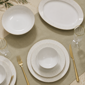Elegant Ivory & Gold Dinnerware Set – 52 Pieces