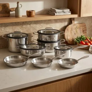 GeBe by Amercook Aristo Natural 304 Stainless Steel Cookware Set