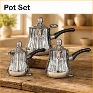 3-Piece Stainless Steel Coffee Pot Set – 350 ml, 550 ml & 720 ml